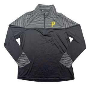 Pittsburgh Pirates Top Womens XL Black Levelwear Classic Stripes Dri Fit 1/4 Zip